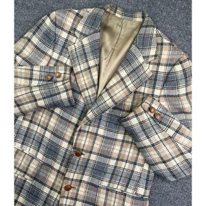 Vintage‎ Stanley Blacker Blazer Sport Coat Men's 42S Check Plaid Wool